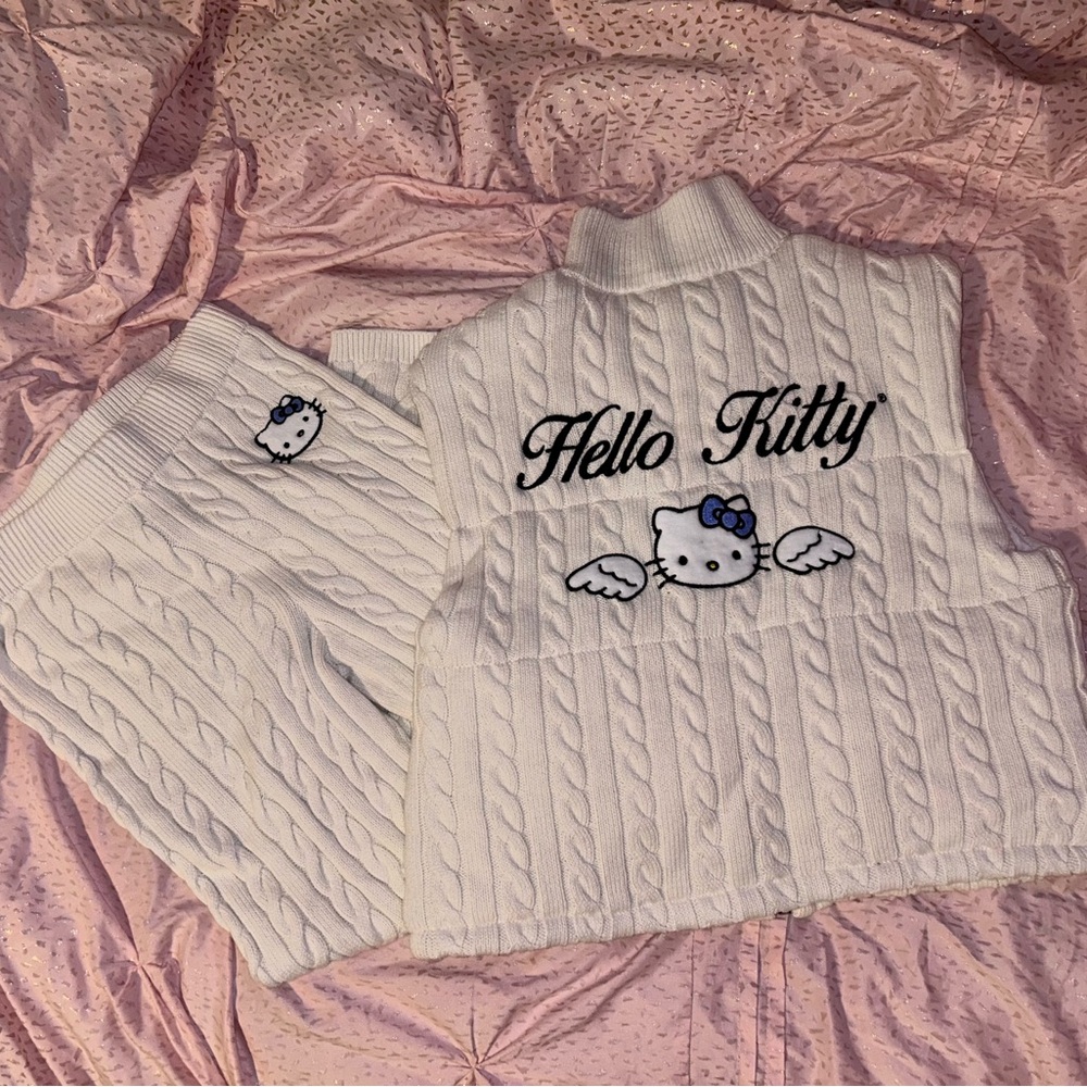 Hello Kitty forever21 cable knit vest and leggings set